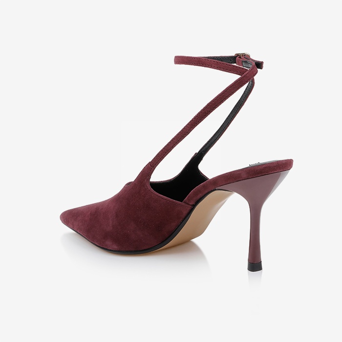 Burgundy High Heel Slingback - Back View
