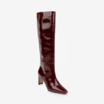 Burgundy leather knee boot - Back View