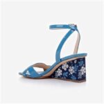 Cendre Blue Patent Lea Wedge Sandal - Back View