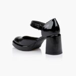 Chunky Heel Squared Toe Patent Sandal - Back View