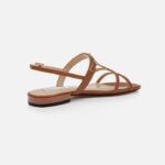 Cognac Lizard Kid Leather Flat Sandal - Back View