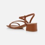 Cognacr Metallic Kid Leather Sandal - Back View