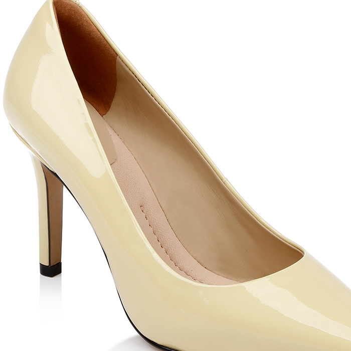 Cream Patent Leather Pump - Back View