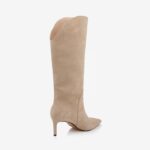 Cream leahter knee boot - Back View