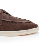 Dark Brown Kid Suede Loafer - Back View