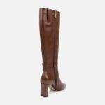 Downtown Brown Leather Knee Boot - Back View