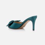 Emerald Satin Bow Sandal - Back View