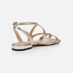Gold Metallic Leather Flat Sandal - Back View
