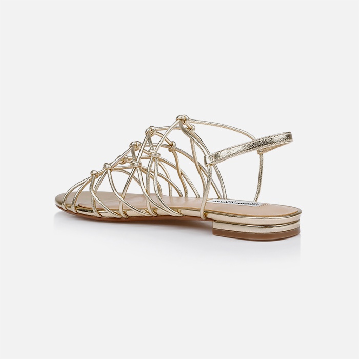 Gold Metallic Leather Flat Sandal - Back View