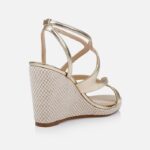 Gold Metallic Kid Leather Platform Sandal - Back View