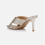 Light Gold Metallic Kid Leather Heel Sandal - Back View