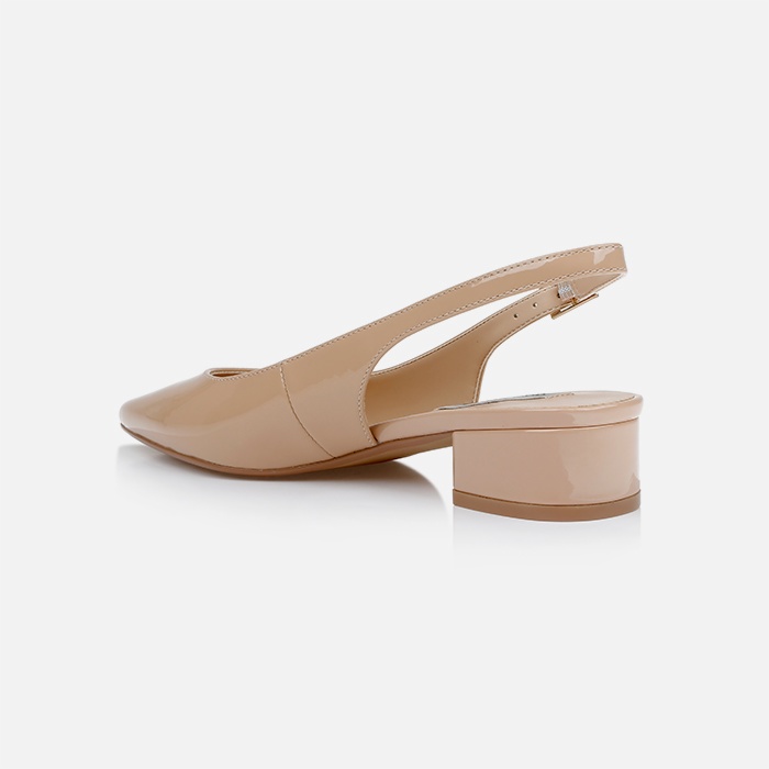 Nude Patent Kid Leather Sandal - Back View