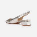 Plattiono Metallic Kid Leather Sandal - Back View