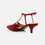 Rumba Red Kid Suede Strap Pump - Back View