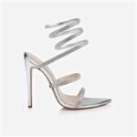 Silver PU & Gel Hotfix Stelitto Sandal - Back View