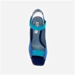 Strong Blue Mixed Kid Suede Electronic Heel Sandal - Back View