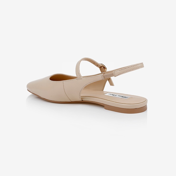 Tan Leather Flat Slingback - Back View