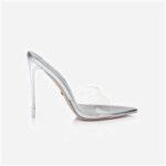 Transparent TPU & Silver PU Electronic Stiletto Heel Sandal - Back View