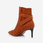 Umber Kid Suede Heel Ankle Boot - Back View