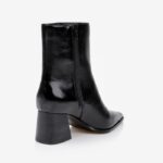 Wax black block heel high ankle boot - Back View