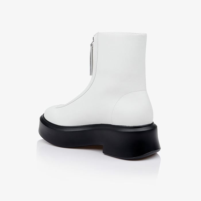 White Cow Leather Ankle Boot - Back View