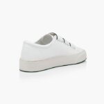 White Synthetic Leather Velcro Sneaker - Back View