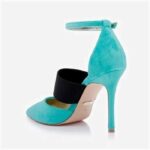 Pearl Velvet & Black Elastic High Heel Pump - Back View