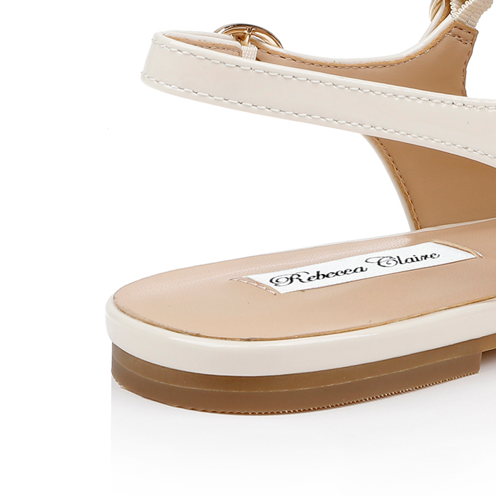 Beige Flat Slingback With Straps - Detail View