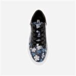 Black Cow leather & Navy Print Kid Leather Sneaker - Main View