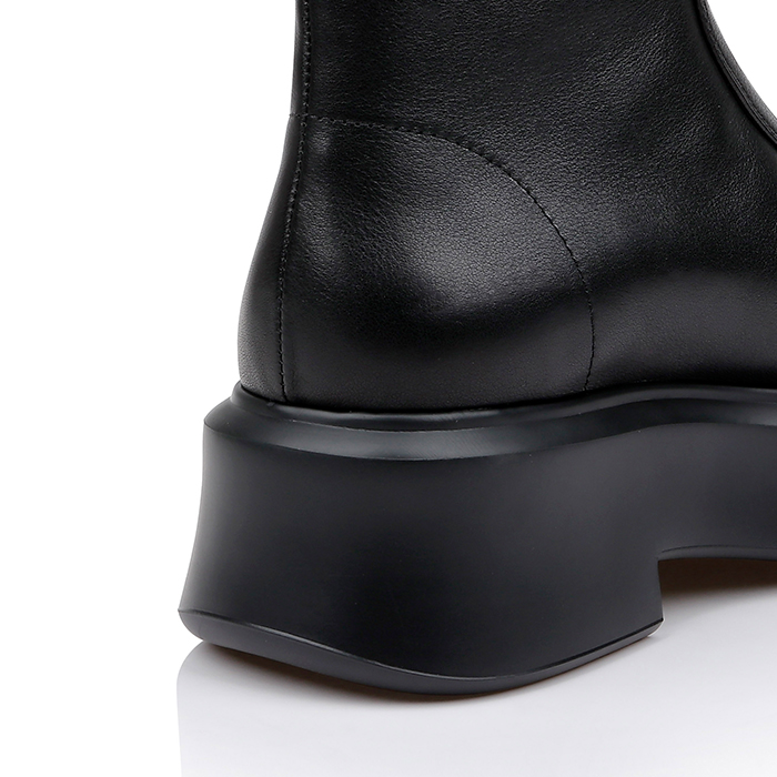 Black Cow Leather Ankle Boot - Detail View