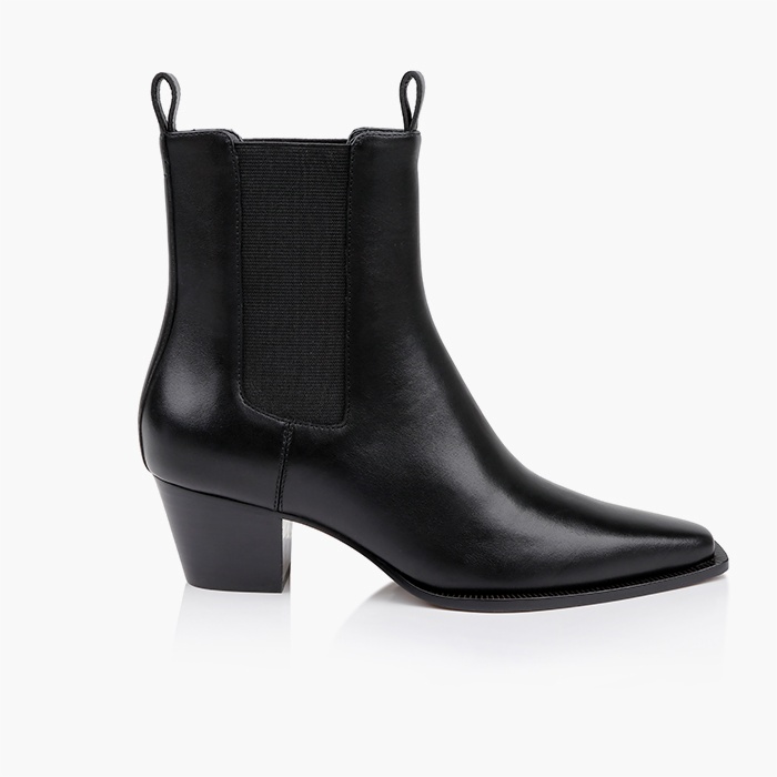 Black Cow Leather Ankle Boot - Main View