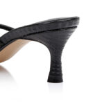 Black Lizard Kid Leather Sandal - Detail View