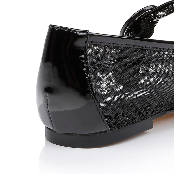 Black Mesh Maryjane Flat - Detail View