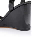 Black Patent Pu Wedge Sandal - Detail View