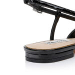 Black Patent Kid Leather Slingback Flat - Detail View