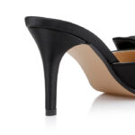 Black Satin Bow Sandal - Detail View