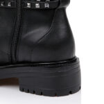 Black Synthetic Leather Ankle Boots - Detail View