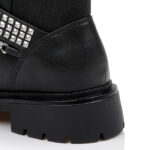 Black Synthetic Leather Ankle Boots - Detail View