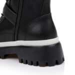Black Synthetic Leather High Ankle Boot - Detail View