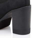 Black Synthetic Leather Elastic Boots - Detail View