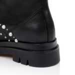 Black Synthetic Leather High Ankle Boot - Detail View
