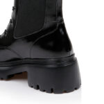 Black Synthetic Leather Knee Boots - Detail View