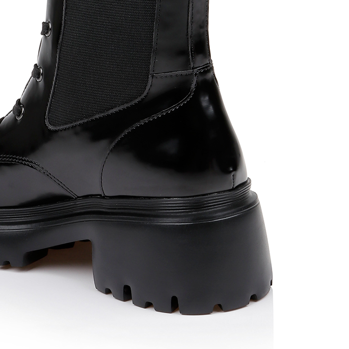 Black Synthetic Leather Knee Boots - Detail View