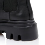 Black Synthetic Leather Elastic High Ankle Boot - Detail View