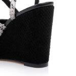 Black&White Snake Kid Leather Platform Sandal - Detail View