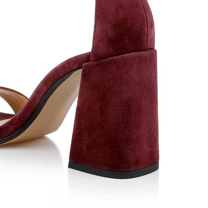 Burgundy Block Heel Sandal - Detail View