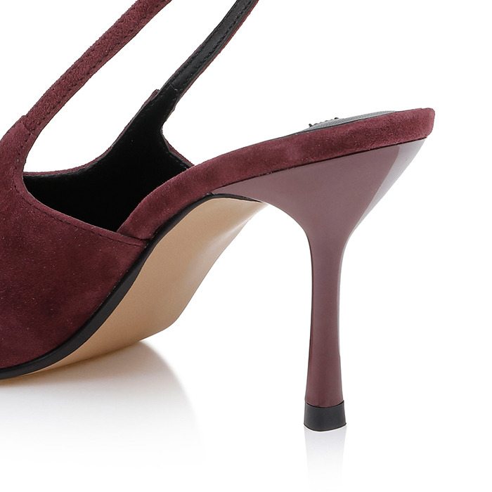 Burgundy High Heel Slingback - Detail View
