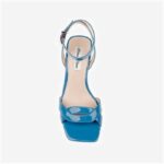 Cendre Blue Patent Lea Wedge Sandal - Detail View