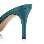 Emerald Satin Bow Sandal - Detail View