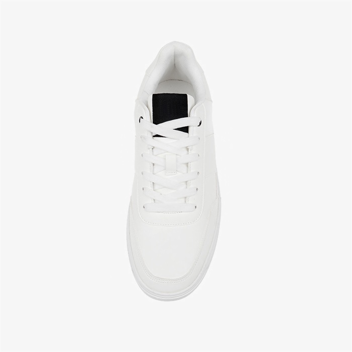 Giorgio White Lace Up with Navy Tongue Label - Detail View